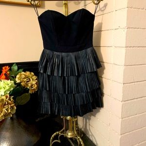 Bebe Strapless Cocktail Ruffle Dress - Black
